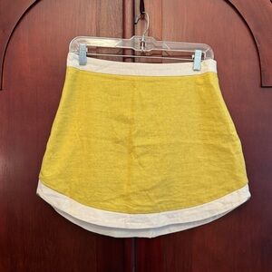 7 for All Mankind Chic Yellow Mini Skirt with Vibrant Design Linen blend Size L